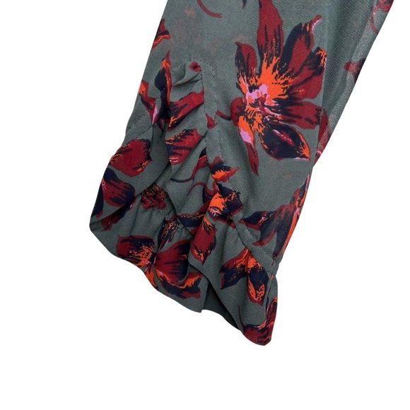 Madewell Ruffle Sleeve Women’s Dress In Winter Orchid Dark Florals Sz 4 - Picture 12 of 13